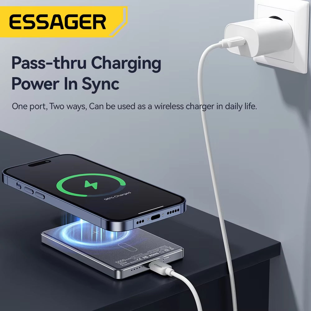 Thin Wireless Power Bank Magnetic 20W 5000Mah Portable Fast Charging External Battery for Magsafe for Iphone 16 15 14 13