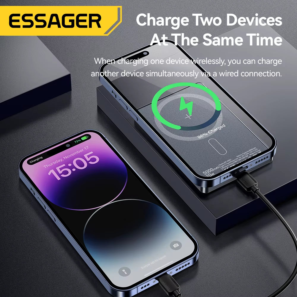 Thin Wireless Power Bank Magnetic 20W 5000Mah Portable Fast Charging External Battery for Magsafe for Iphone 16 15 14 13